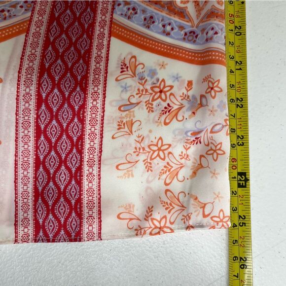 Chicos Paisley Scarf Print Shift Dress Soft Nectarine Short Sleeve Women Medium - Picture 12 of 14